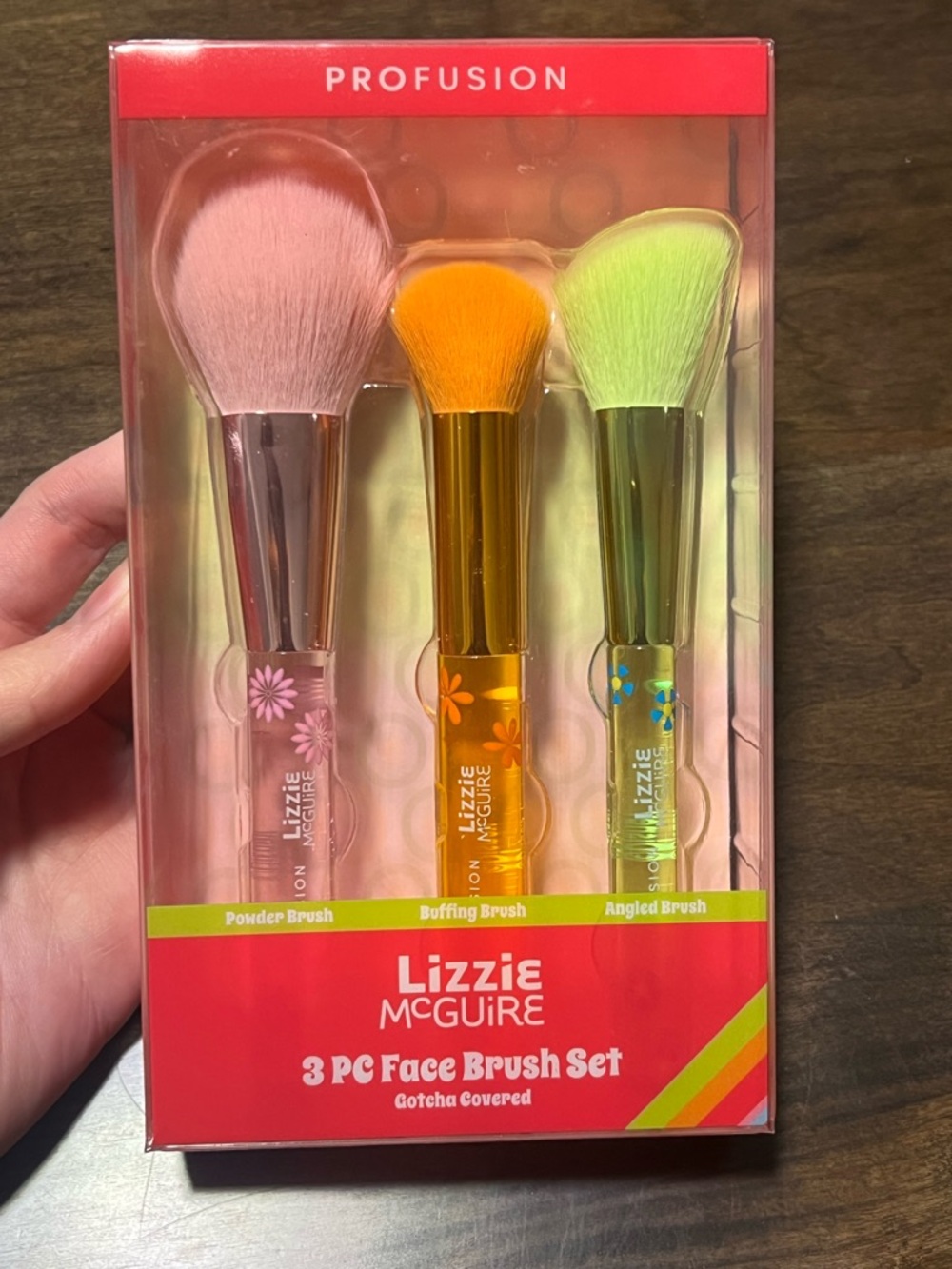 Profusion Lizzie McGuire Vegan 3 PC Face Brush Set Powder Buffing Angled